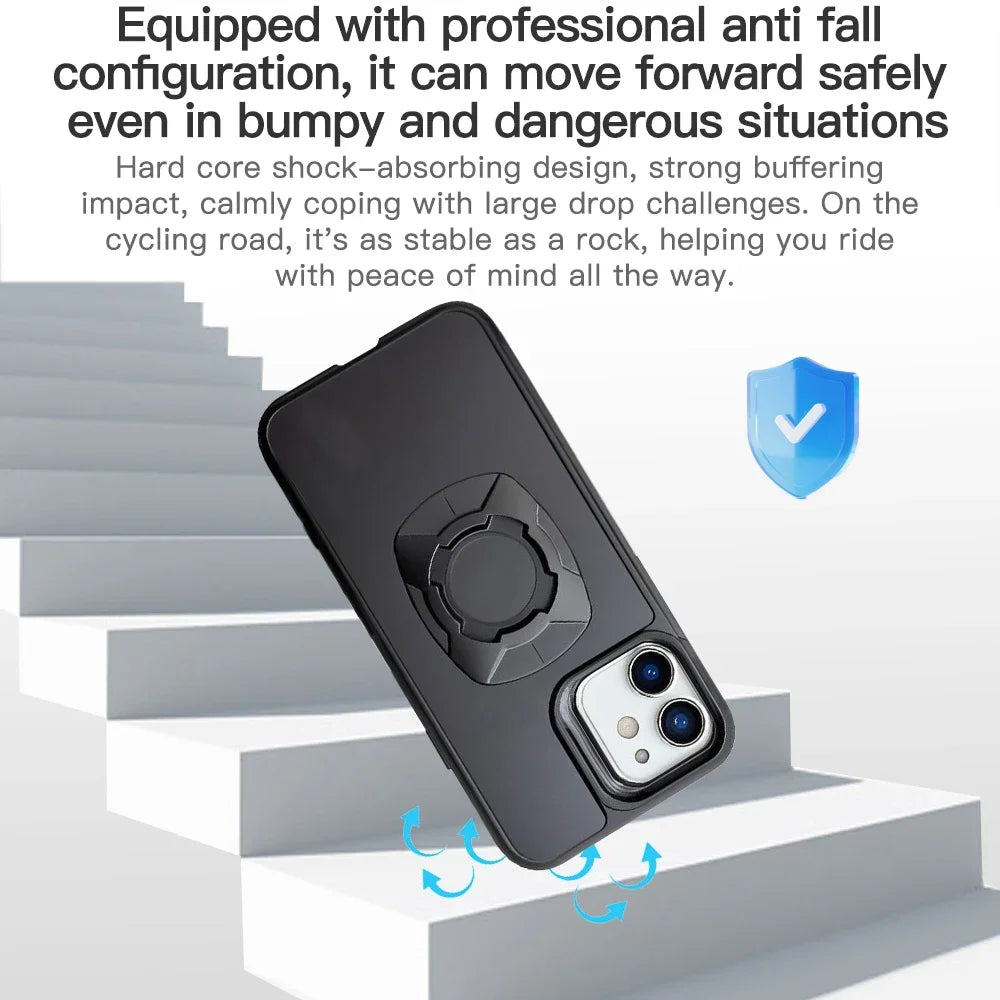 Twist Lock Motorcycle & Bicycle iPhone Case Holder – Quick Lock Phone Mount for iPhone 14 15 16 Pro Max