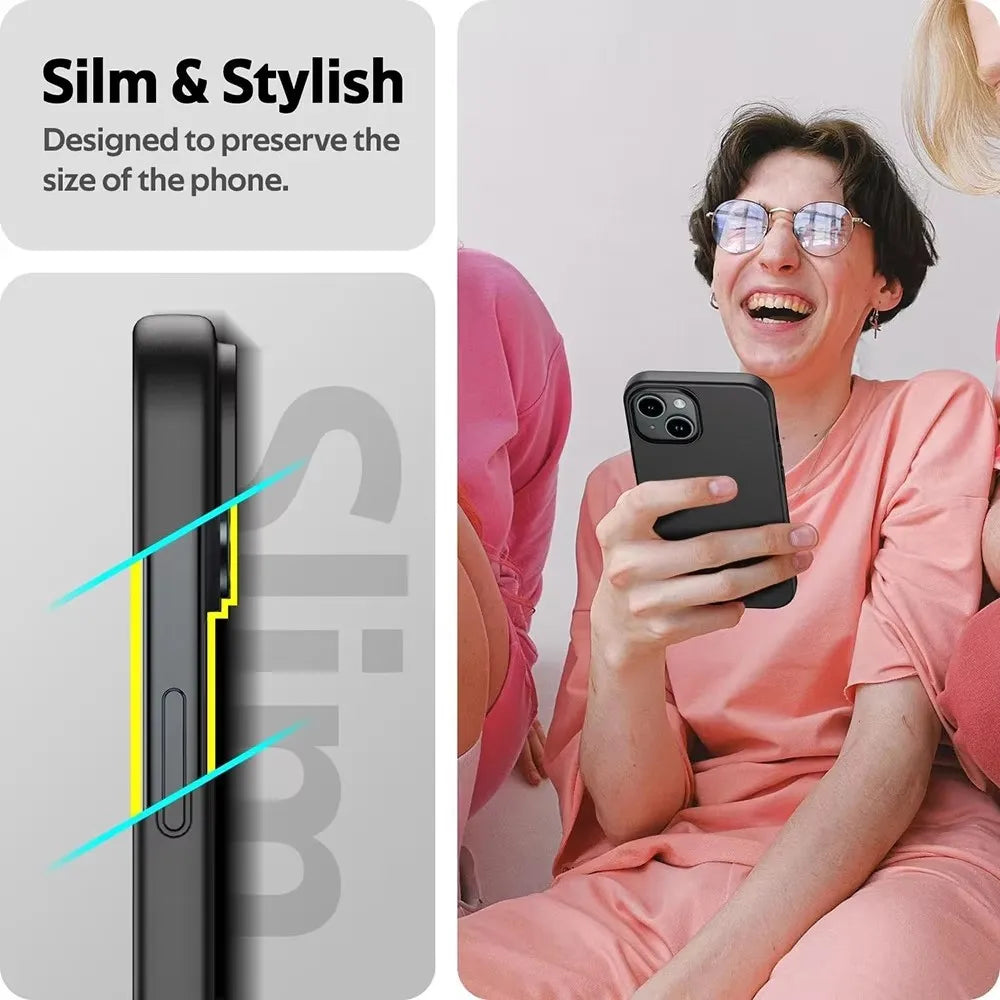 Luxury Matte Silicone Soft iPhone Case – Solid Black Back Cover for iPhone 7 to 16 Pro Max