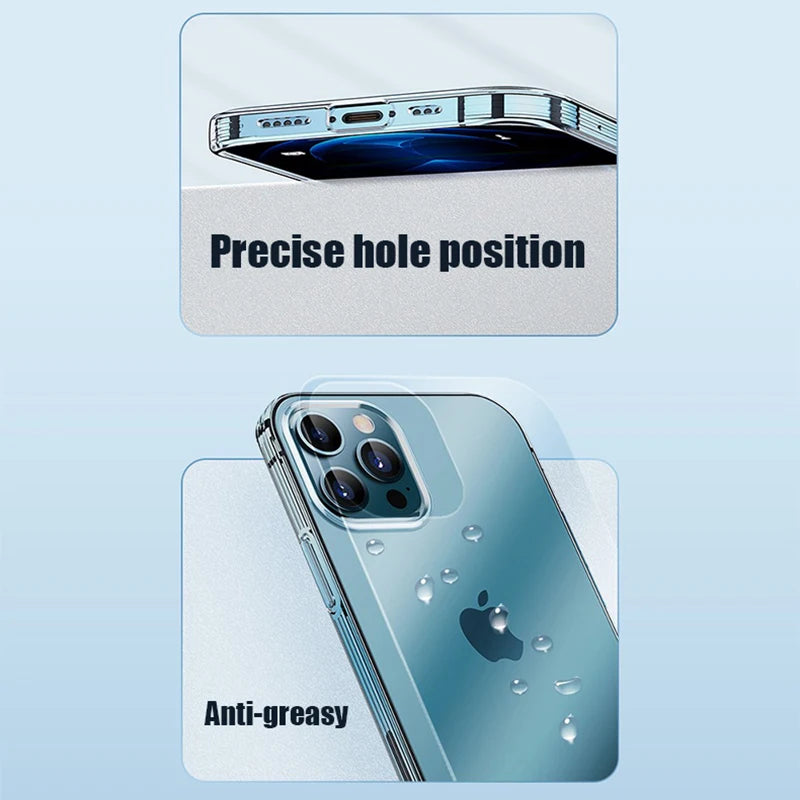 Ultra Thin Clear Silicone iPhone Case – Soft Transparent Back Cover for iPhone X to 16 Pro Max