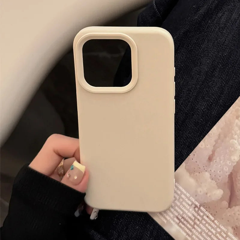 Dopamine-Inspired Silicone iPhone Case – Solid Color Simple Fashion Cover for iPhone 11 to 17 Pro Max