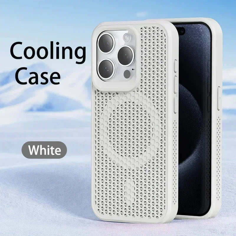 Cooling Heat Dissipation iPhone Case – Breathable Hard Back MagSafe Cover for iPhone 11 to 17 Pro Max
