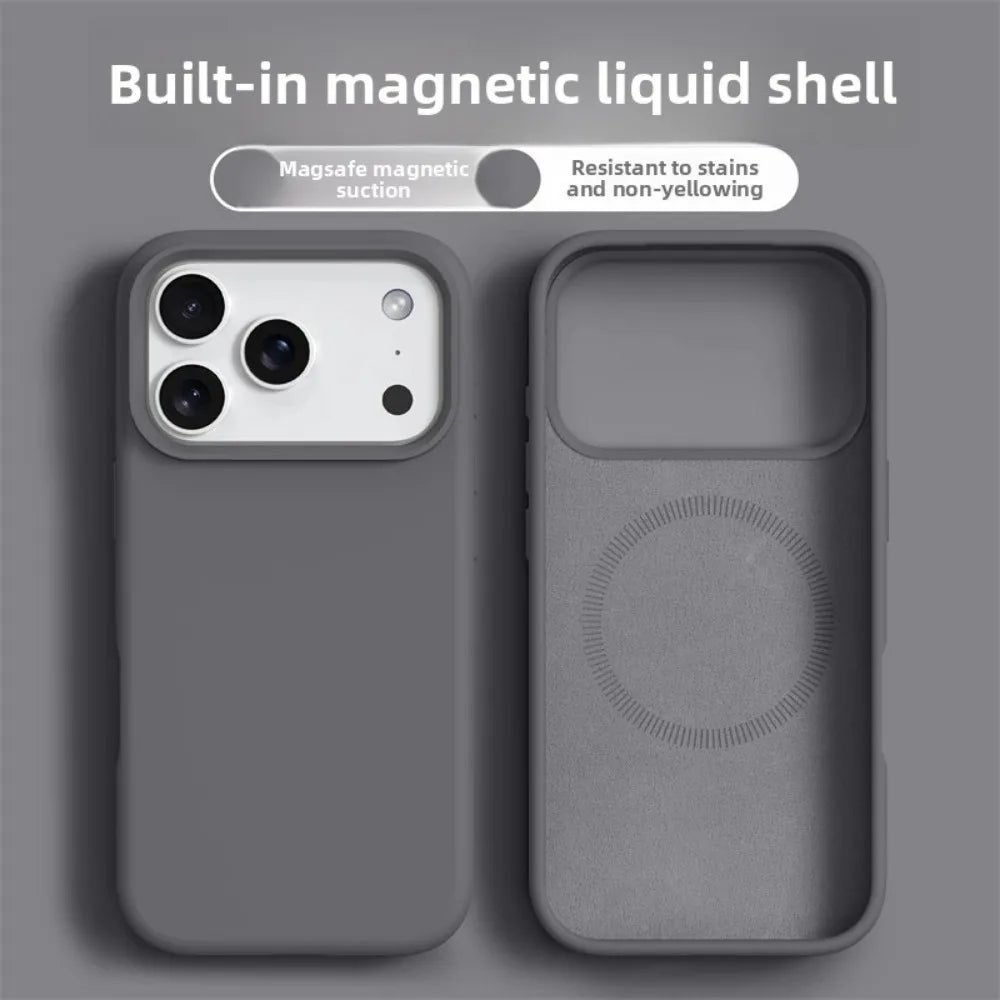 Original Magnetic Liquid Silicone iPhone Case – Soft Bumper Cover for iPhone 16 & 17 Pro Max Air