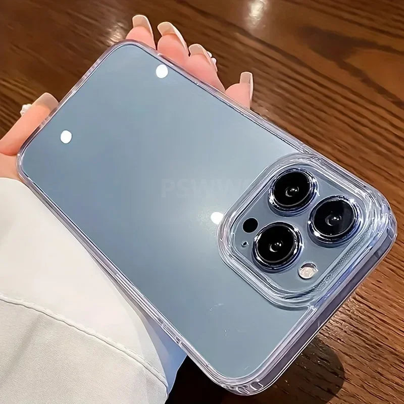 Luxury HD Clear Hard Acrylic iPhone Case – Shockproof Transparent Back Cover for iPhone 11 to 17 Pro Max