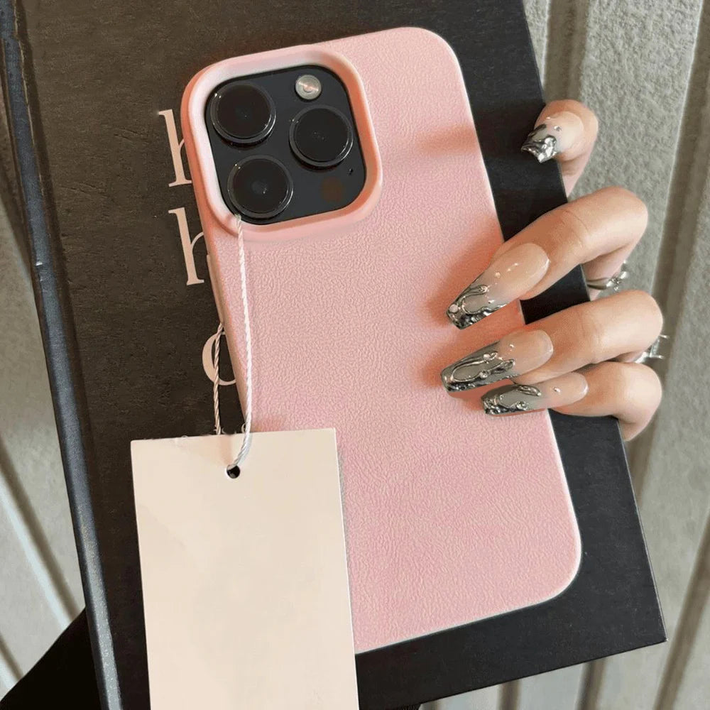Leather iPhone Case – Shockproof Soft TPU Cover for iPhone 7 to 17 Pro Max | Premium Faux Leather
