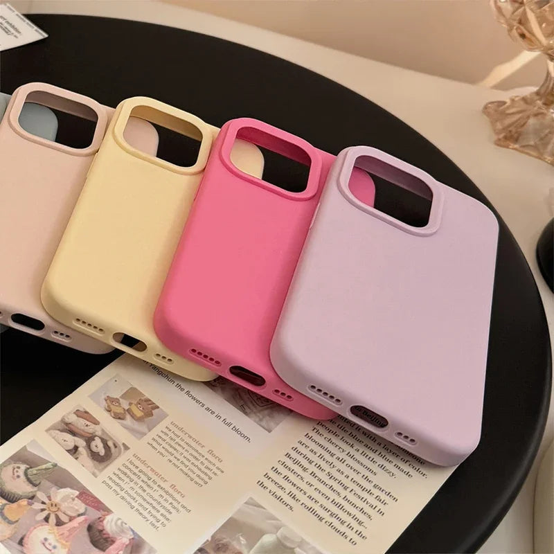Dopamine-Inspired Silicone iPhone Case – Solid Color Simple Fashion Cover for iPhone 11 to 17 Pro Max