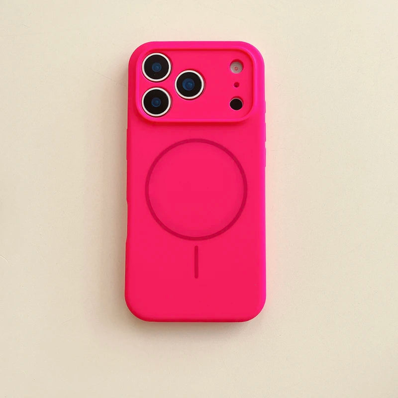 MagSafe Solid Color Silicone iPhone Case – Magnetic Wireless Charging Bumper Cover for iPhone 17 Pro Max Air