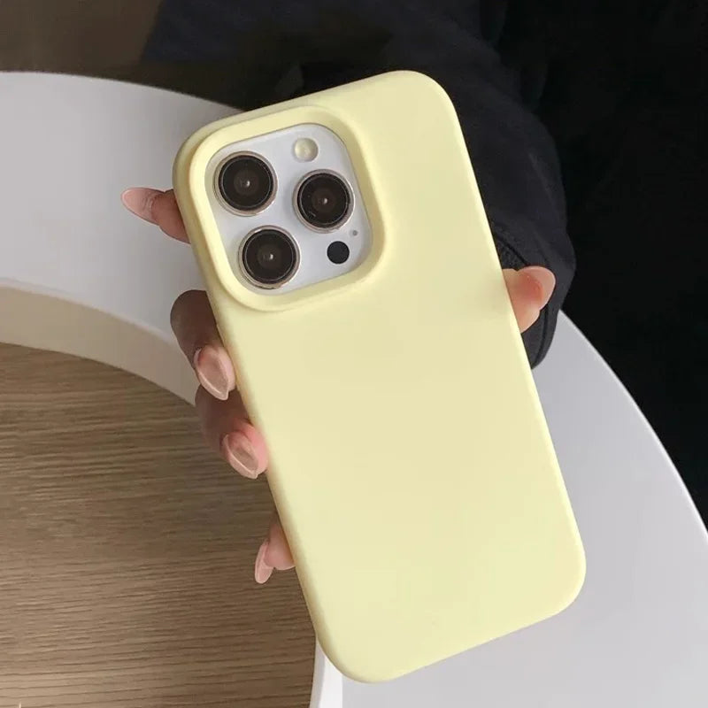 Dopamine-Inspired Silicone iPhone Case – Solid Color Simple Fashion Cover for iPhone 11 to 17 Pro Max