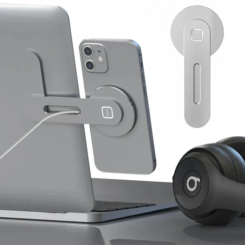 Magnetic Phone Holder for Laptop & Monitor — Slim, Foldable, Universal