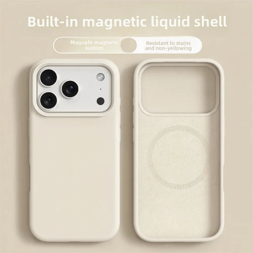 Original Magnetic Liquid Silicone iPhone Case – Soft Bumper Cover for iPhone 16 & 17 Pro Max Air