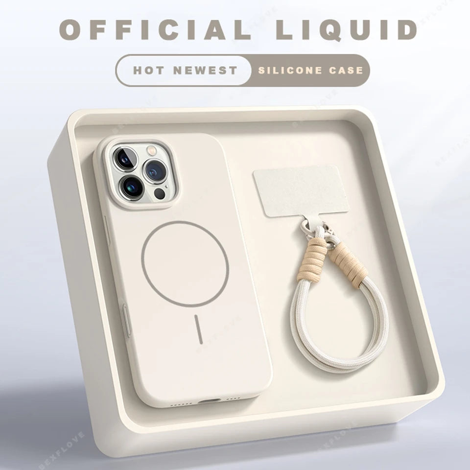 Magnetic iPhone Case With Lanyard – MagSafe Silicone Strap Protector for iPhone 11 to 16 Pro Max Plus