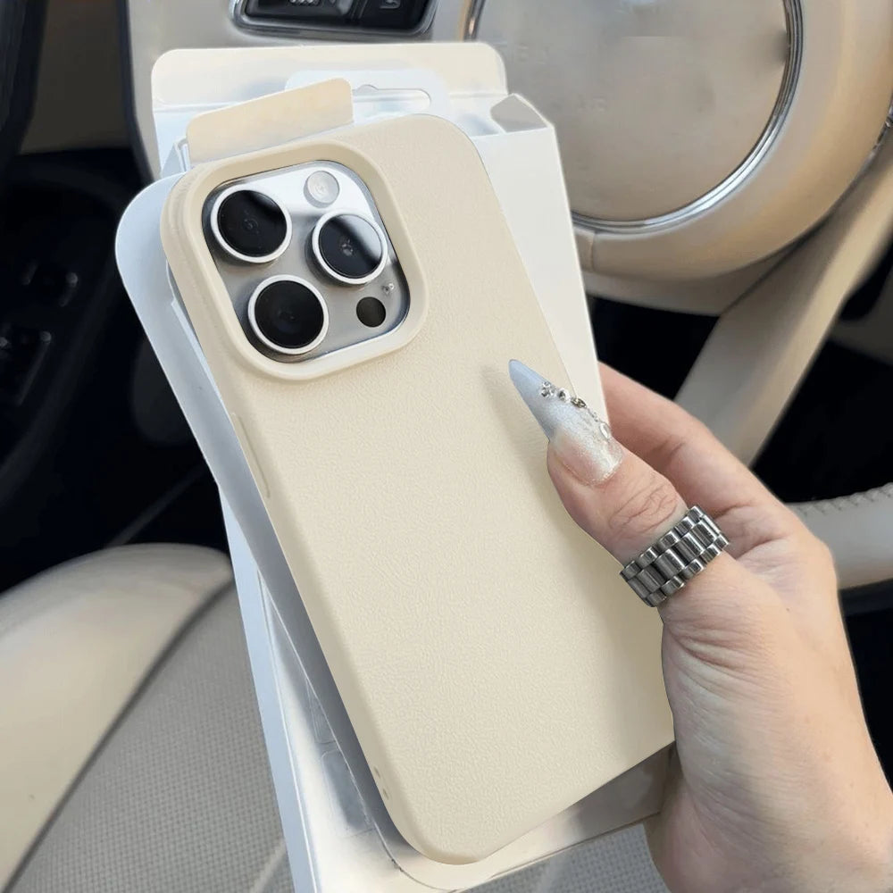 Leather iPhone Case – Shockproof Soft TPU Cover for iPhone 7 to 17 Pro Max | Premium Faux Leather