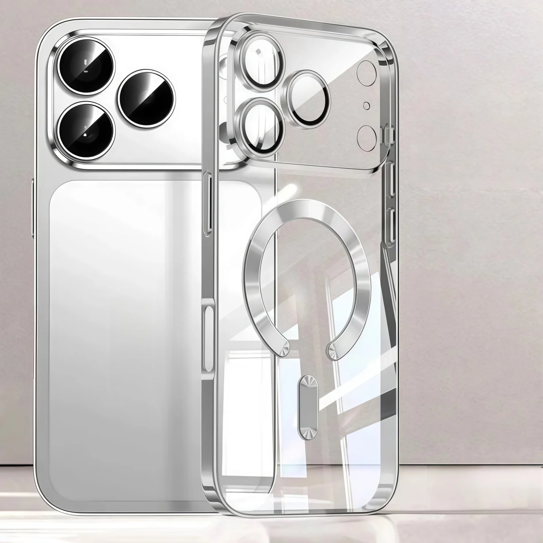 Camera Protection Clear Plating Magnetic iPhone Case – Luxury Soft TPU Cover for iPhone 17 Pro Max Air