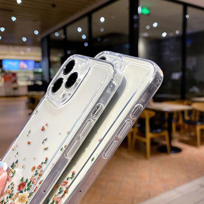 Flower Phone Case — iPhone 17 16 15 14 13 12 11 XR XS 8 7 SE Shockproof Clear Cover