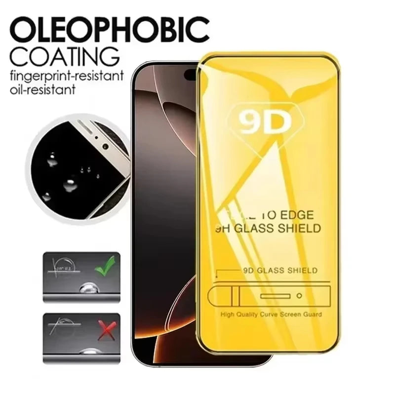 9D Full Cover Tempered Glass Screen Protector for iPhone – 1 to 5 Pack for iPhone X to 17 Pro Max