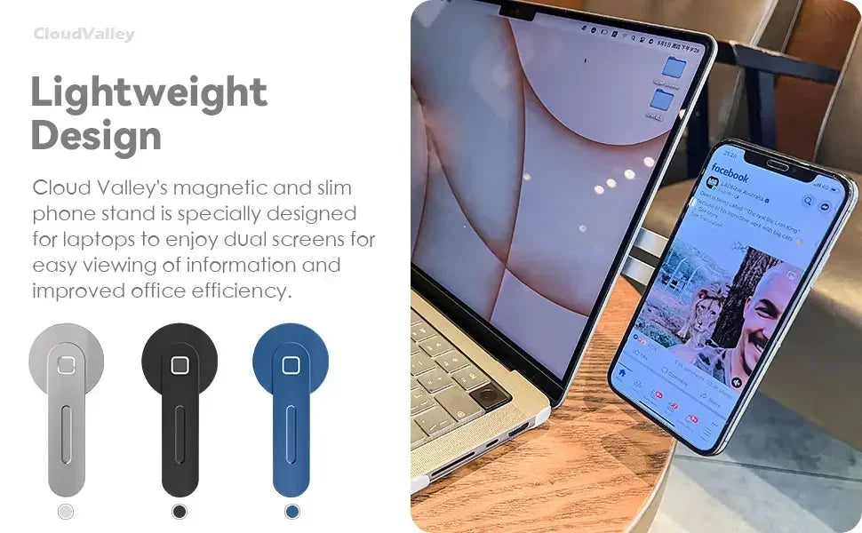 Magnetic Phone Holder for Laptop & Monitor — Slim, Foldable, Universal
