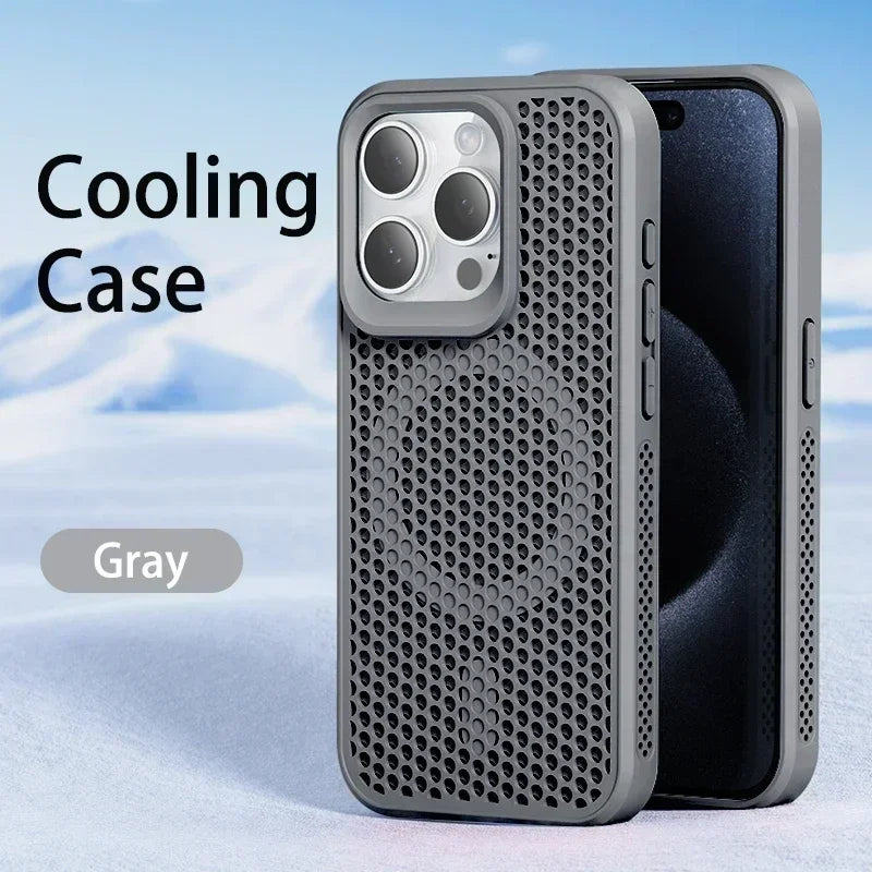 Cooling Heat Dissipation iPhone Case – Breathable Hard Back MagSafe Cover for iPhone 11 to 17 Pro Max