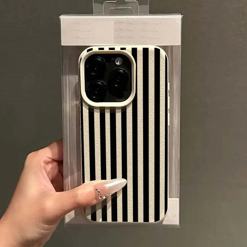 Colorful Striped Minimalist iPhone Case – INS Aesthetic Couple Cover for iPhone 7 to 17 Pro Max
