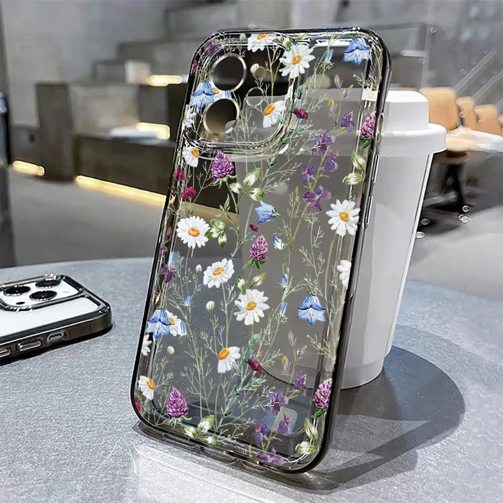 Flower Phone Case — iPhone 17 16 15 14 13 12 11 XR XS 8 7 SE Shockproof Clear Cover