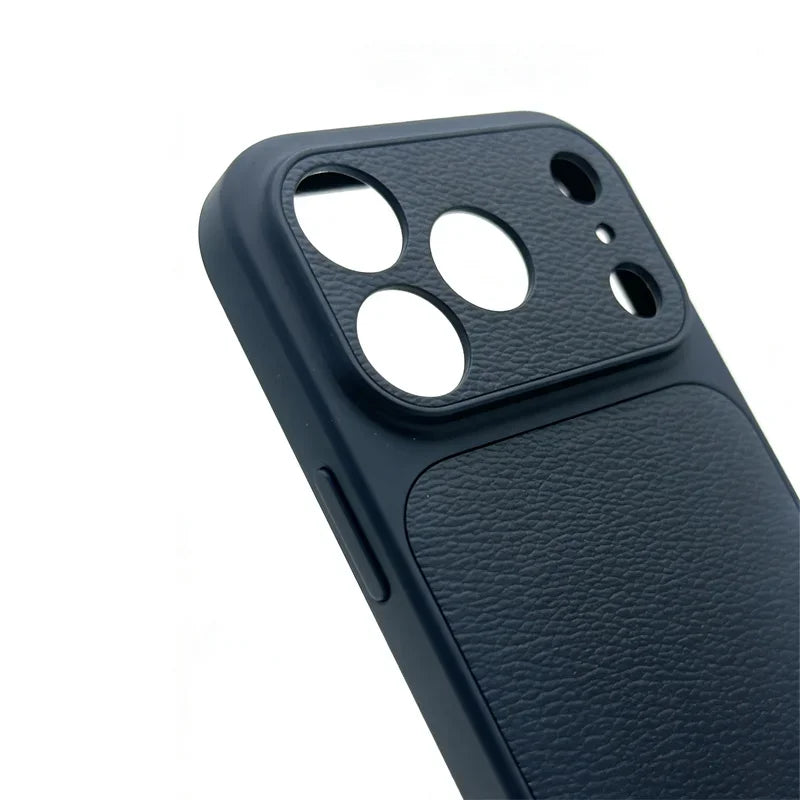 Personalised Gold & Silver Initials Leather iPhone Case – Luxury Lens Protection for iPhone 13 to 17 Pro Max Air