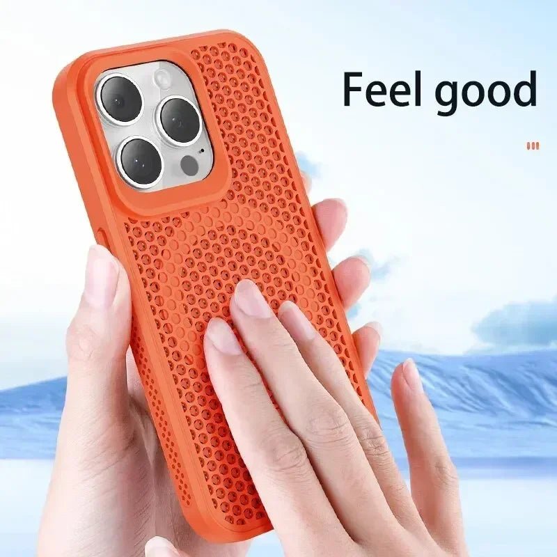 Cooling Heat Dissipation iPhone Case – Breathable Hard Back MagSafe Cover for iPhone 11 to 17 Pro Max