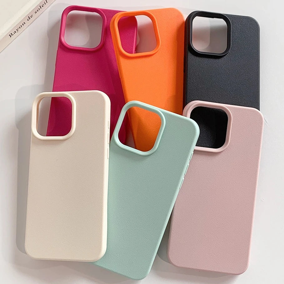 Leather iPhone Case – Shockproof Soft TPU Cover for iPhone 7 to 17 Pro Max | Premium Faux Leather