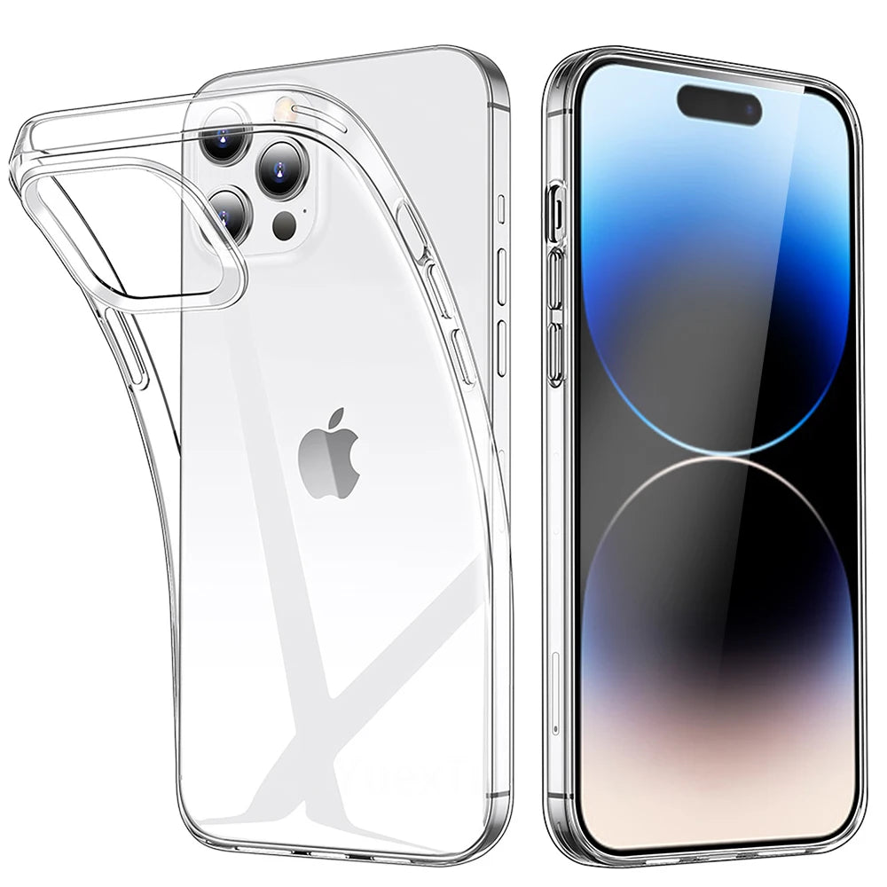 Clear Transparent iPhone Case – Soft TPU Silicone Back Cover for iPhone 7 to 17 Pro Max