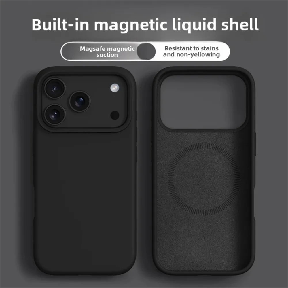 Original Magnetic Liquid Silicone iPhone Case – Soft Bumper Cover for iPhone 16 & 17 Pro Max Air