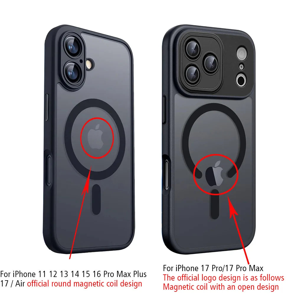 Magnetic Luxury Armor Shockproof Case — MagSafe Matte Translucent Cover for iPhone 17 16 15 14 13 12 11