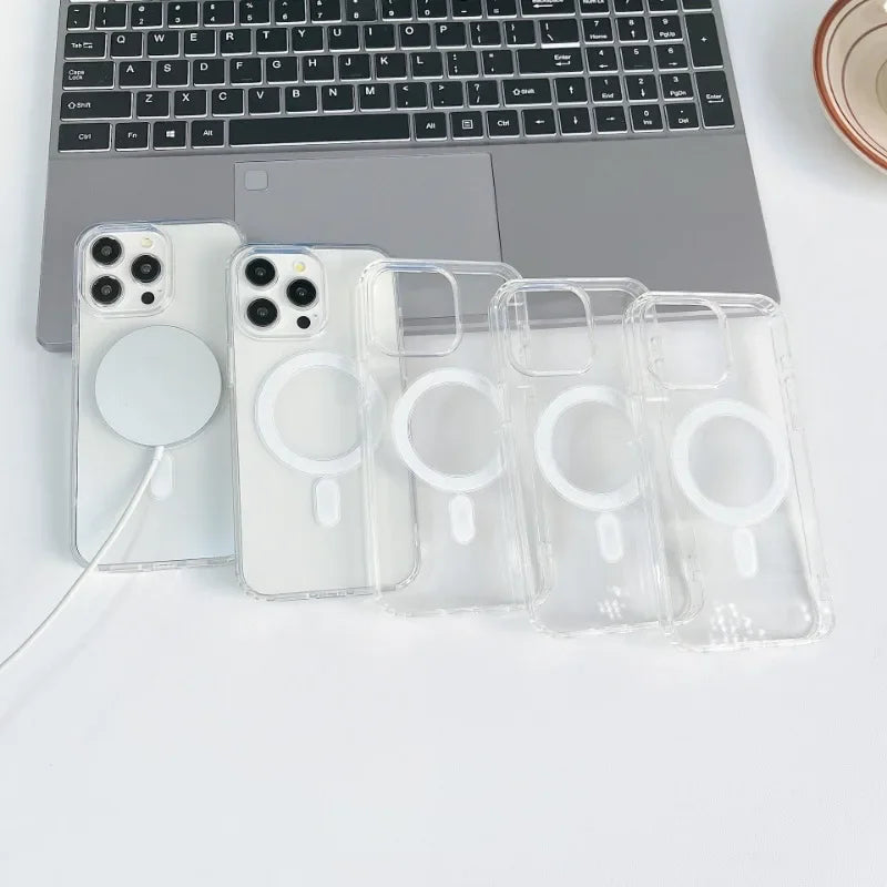 Magnetic Transparent MagSafe Case — Wireless Charging Cover for iPhone 17 16 15 14 13 12 11