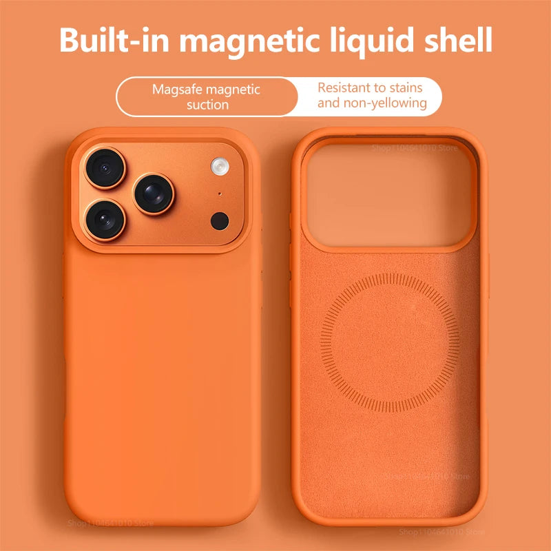 Original Magnetic Liquid Silicone iPhone Case – Soft Bumper Cover for iPhone 16 & 17 Pro Max Air