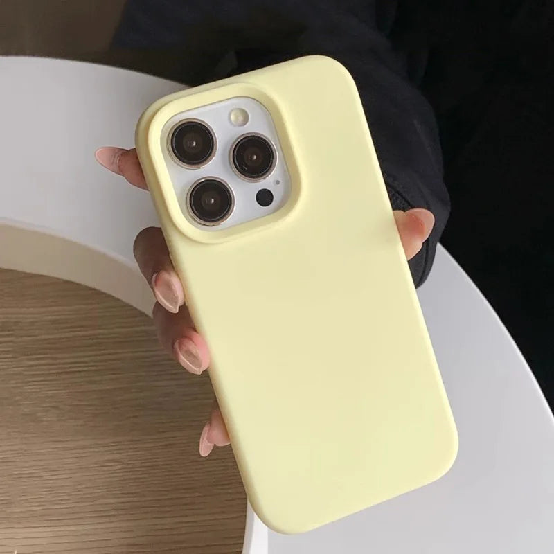 Dopamine-Inspired Silicone iPhone Case – Solid Color Simple Fashion Cover for iPhone 11 to 17 Pro Max