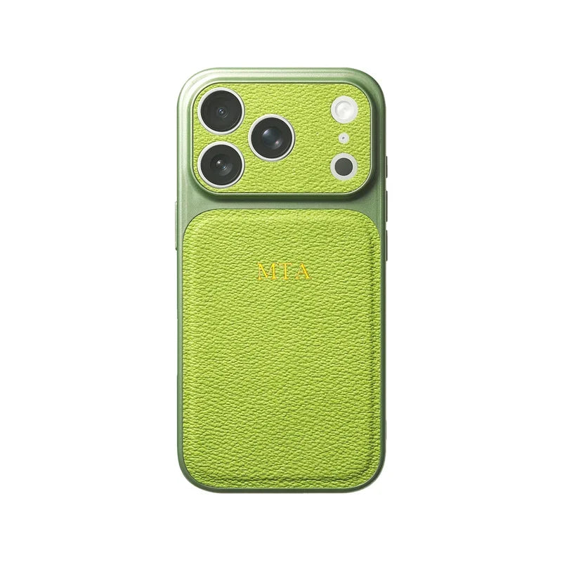 Personalised Gold & Silver Initials Leather iPhone Case – Luxury Lens Protection for iPhone 13 to 17 Pro Max Air