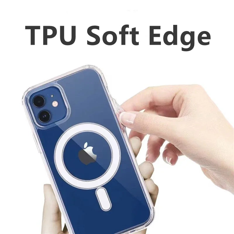 Magnetic Transparent MagSafe Case — Wireless Charging Cover for iPhone 17 16 15 14 13 12 11