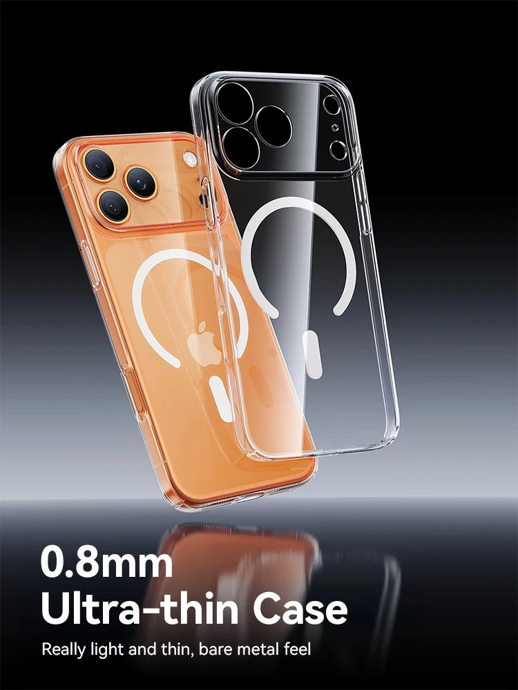 Joyroom Magnetic Anti-Yellow Transparent iPhone Case – Thin Wireless Charging Cover for iPhone 16 & 17 Pro Max Air