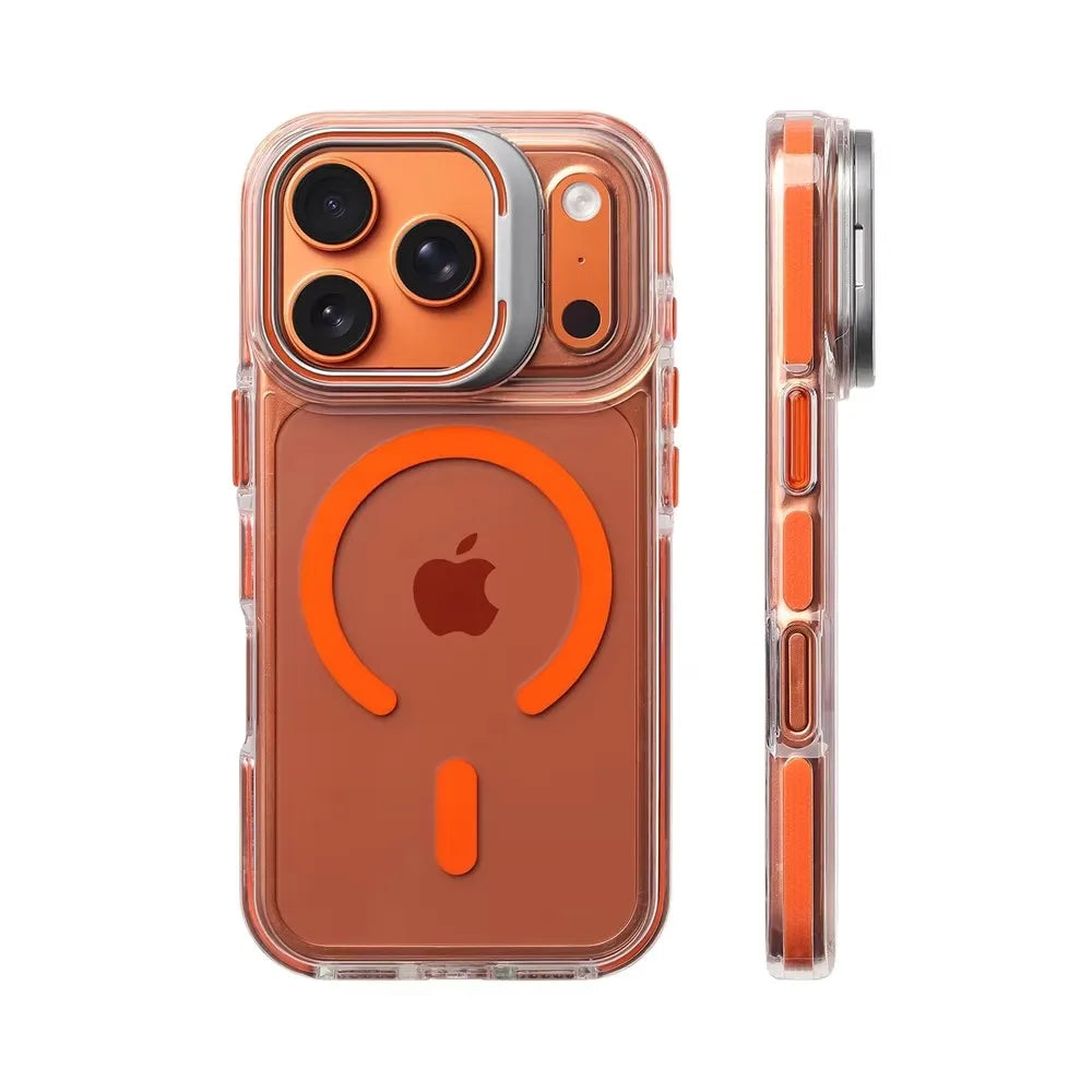 Luxury Magnetic Shockproof Clear Bumper Case — MagSafe Stand Cover for iPhone 17 16 15 14 13 12