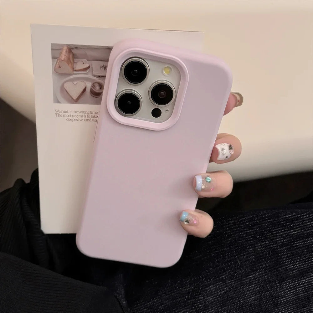 Dopamine-Inspired Silicone iPhone Case – Solid Color Simple Fashion Cover for iPhone 11 to 17 Pro Max