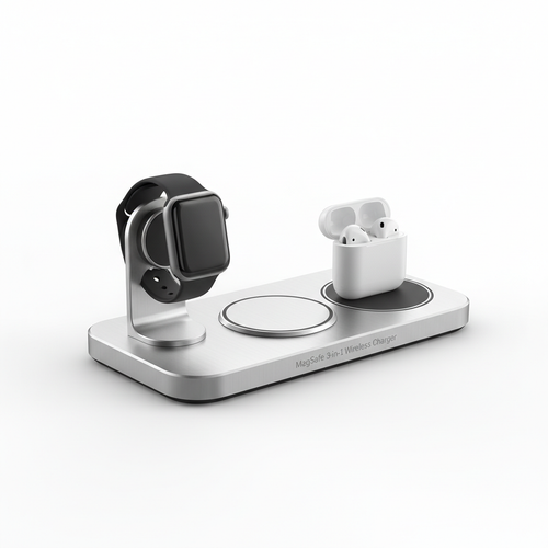 Blerokan MagSafe 3-in-1 Wireless Charging Pad premium aluminum – studio product shot on white background