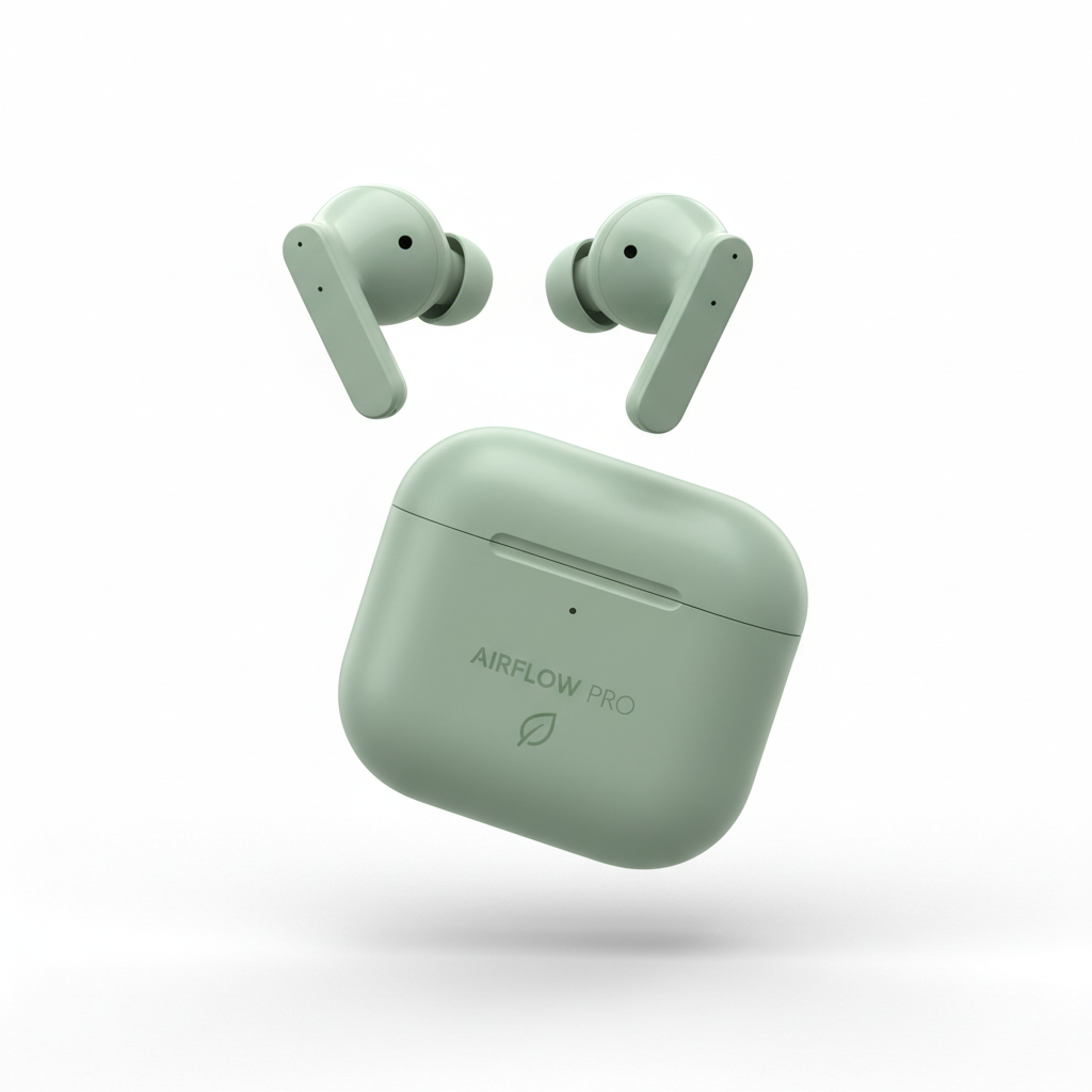 AirFlow Pro Wireless Earbuds in Sage Green on white background